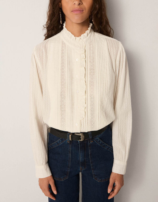 Maison Hotel Bella Frill Blouse, White (WHITE), large