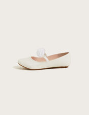 Corsage Ballerina Flats, Ivory (IVORY), large