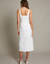 Frida Hand-Beaded Jacquard Pencil Wedding Dress, Ivory (IVORY), large