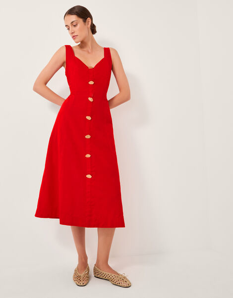 Nell Sleeveless Midi Dress, Red (RED), large
