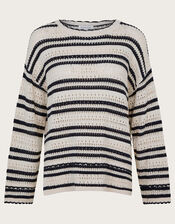 Sarah Stripe Sweater, Ivory (IVORY), large