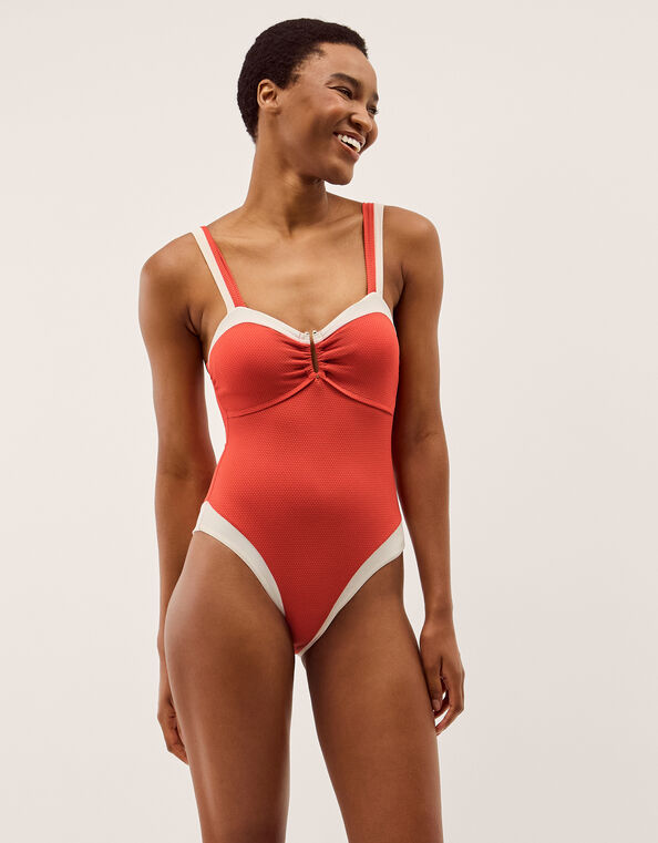 Sabrina Two Tone Swimsuit, Orange (RUST), large