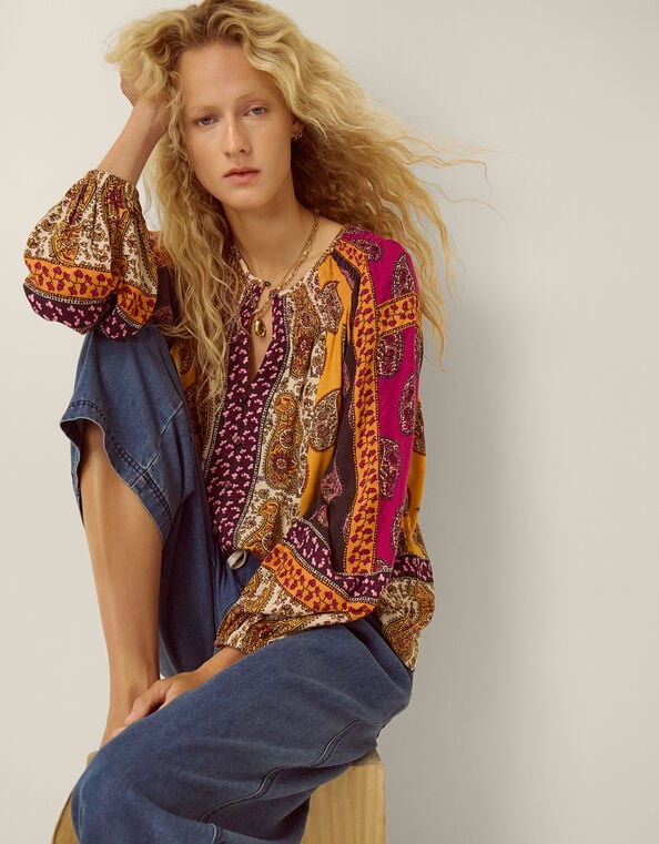 Magdalena Paisley Print Blouse, Pink (PINK), large