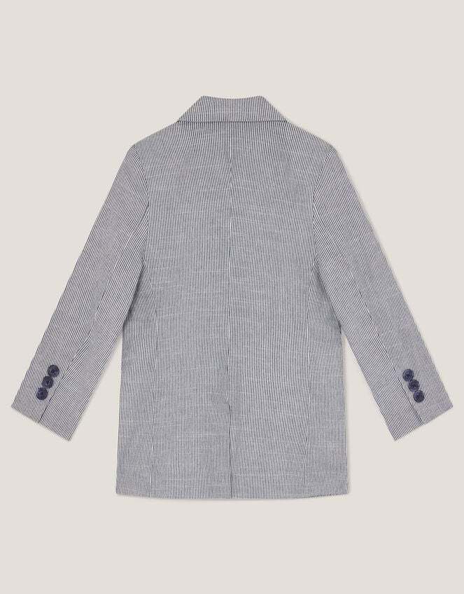 Pinstripe Cotton Blazer, Blue (BLUE), large