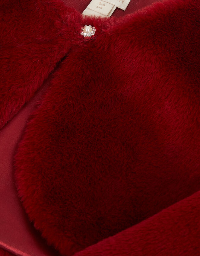 Lara Bow Faux Fur Cardigan, Red (RED), large