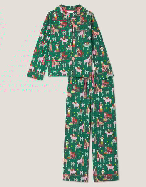 Christmas Animal Print Long Pyjamas Set, Green (GREEN), large