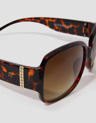 Diamante Tort Sunglasses, Brown (BROWN), large