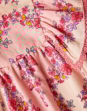 Floral Lace Trim Frill Dress, Pink (PINK), large