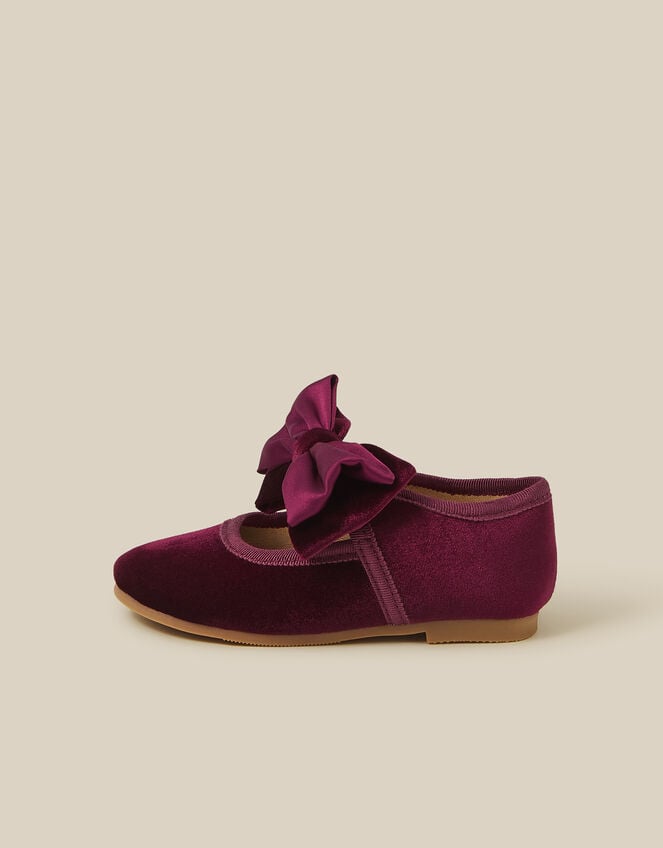Baby Bow Velvet Walkers, Red (BURGUNDY), large