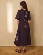 East Filipa Watercolour Floral Midi Dress, Blue (NAVY), large