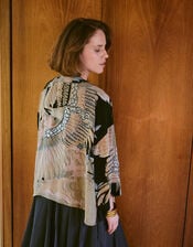 One Hundred Stars Crane Print Kimono Jacket, , large