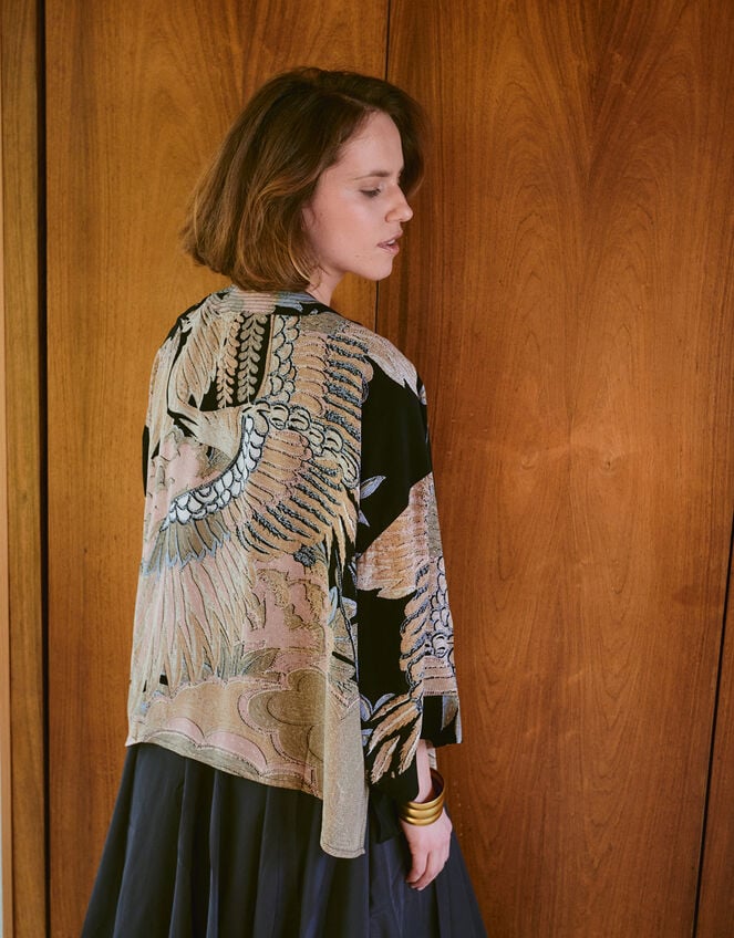 One Hundred Stars Crane Print Kimono Jacket, , large