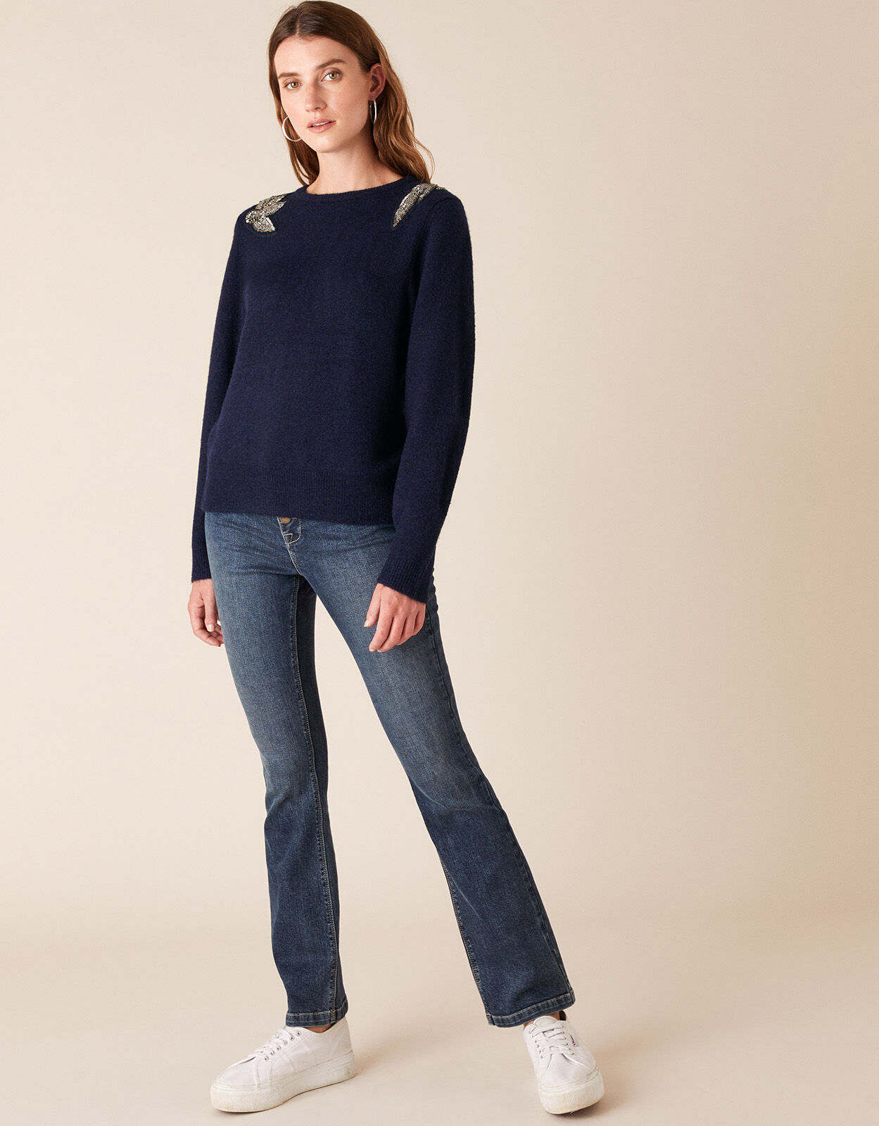 navy blue knit jumper