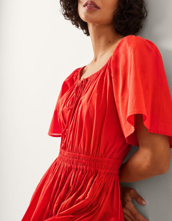 Lane Pintuck Lace Midi Dress, Orange (RUST), large