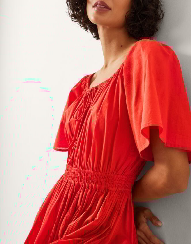 Lane Pintuck Lace Midi Dress, Orange (RUST), large