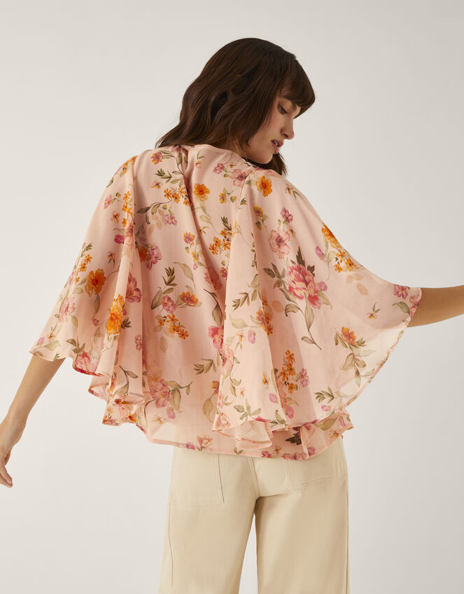 Cassia Shirred Floral Print Blouse, Nude (NUDE), large