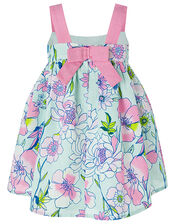 Baby Octavia Floral Dress in Linen and Organic Cotton, Green (MINT), large