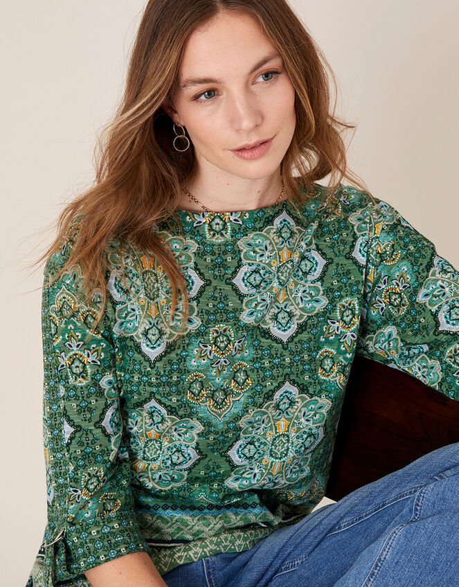 Rowan Heritage Print Top, Green (GREEN), large
