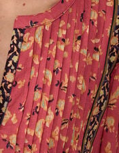 East Darney Floral Print Cotton Top, Red (BERRY), large