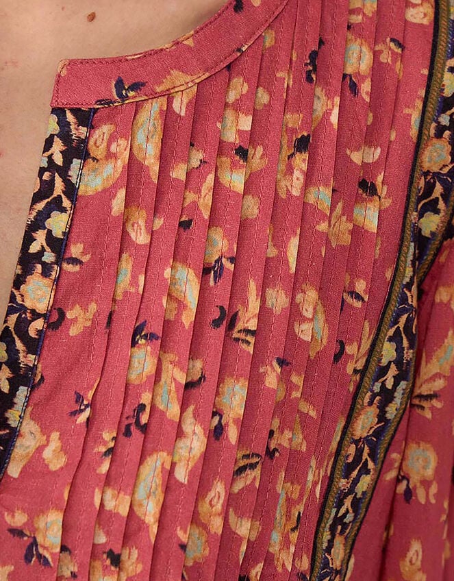 East Darney Floral Print Cotton Top, Red (BERRY), large