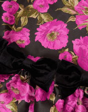 Monsoon x Queens of Archive Nancy Velvet Bow Floral Jacquard Party Dress​, Multi (MULTI), large