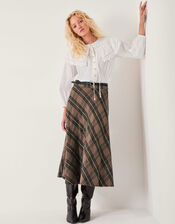 Willa Check Midi Skirt, Camel (CAMEL), large