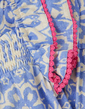 Batik Print Ruffle Top & Skirt Set, Blue (NAVY), large