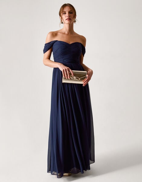 Evelyn Bardot Bridesmaid Dress, Blue (NAVY), large