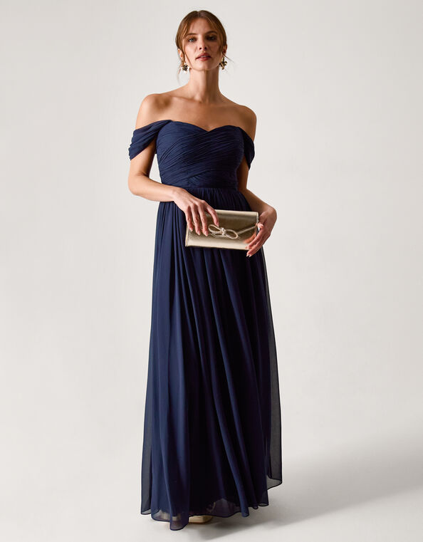 Evelyn Bardot Bridesmaid Dress, Blue (NAVY), large