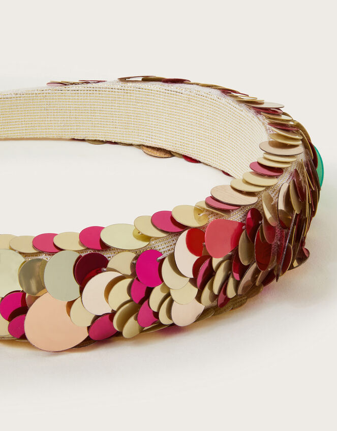 Sequin Embellished Padded Headband, , large