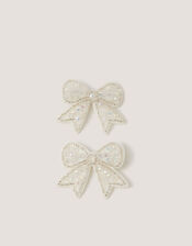 2-Pack Bead Bow Hair Clips, , large