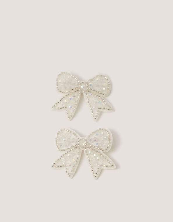 2-Pack Bead Bow Hair Clips, , large