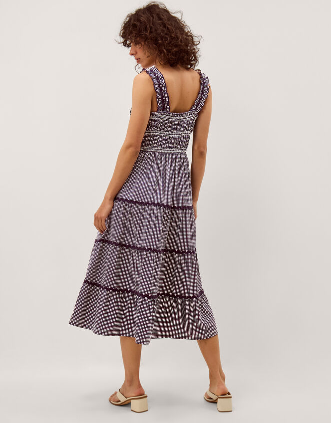 Glori Gingham Jersey Midi Dress, Blue (NAVY), large
