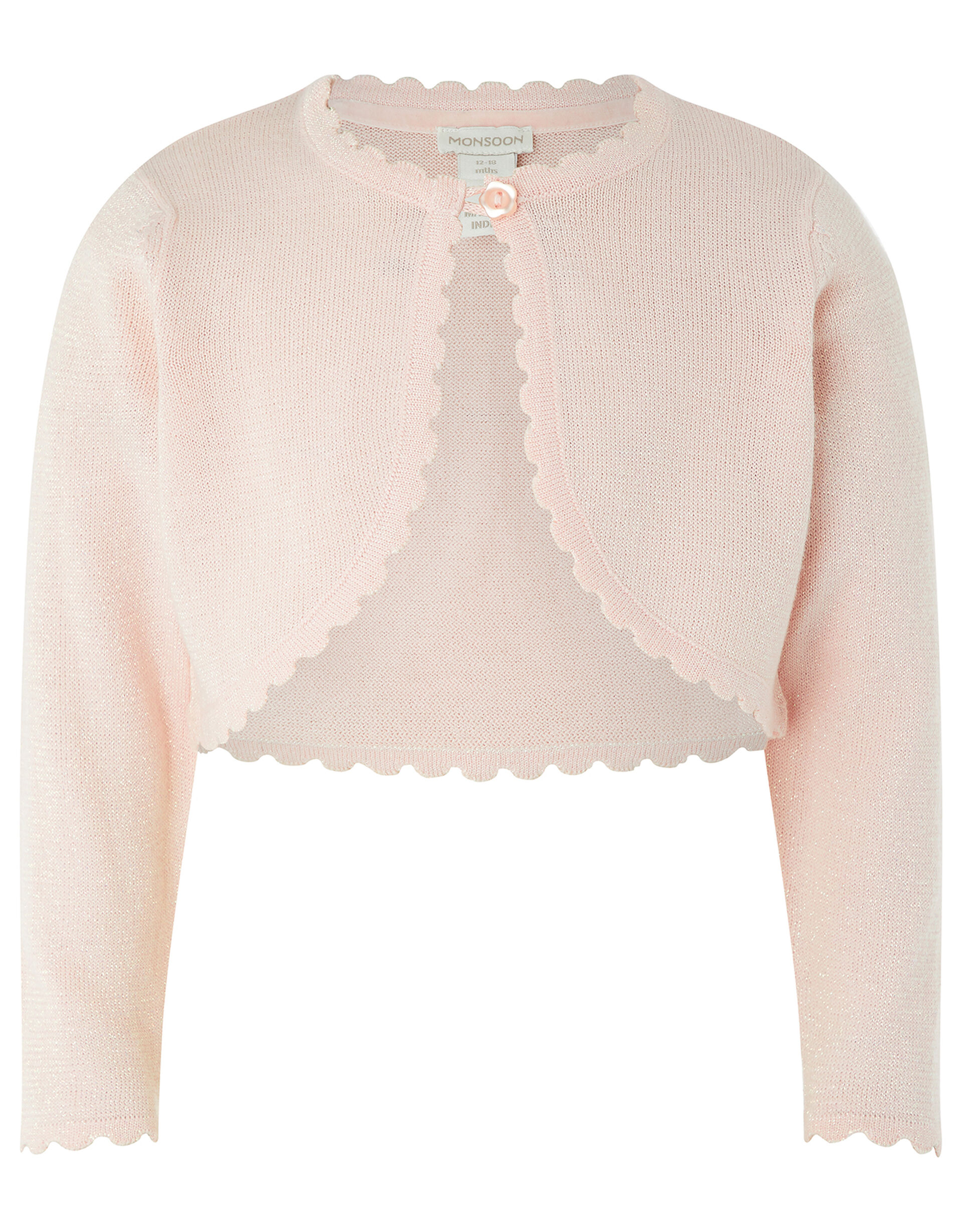 Baby Niamh Cropped Sparkle Knitted Cardigan, Pink (PINK), large