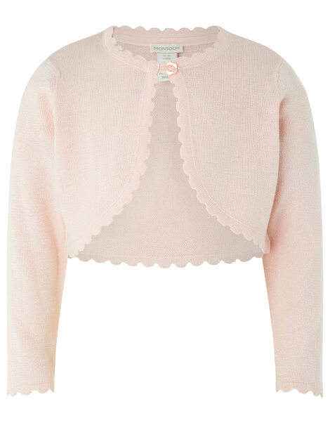 Baby Niamh Cropped Sparkle Knitted Cardigan, Pink (PINK), large