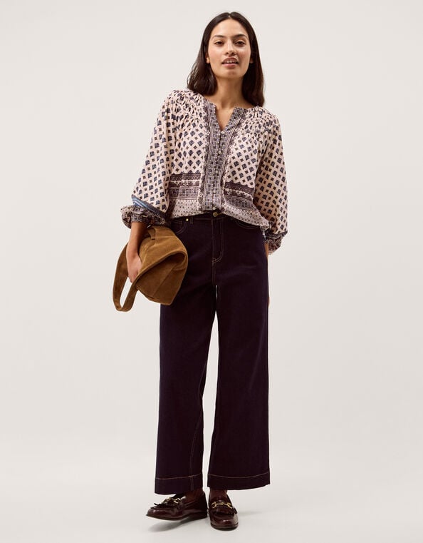 Hern Print Jersey Blouse, Cream (CREAM), large