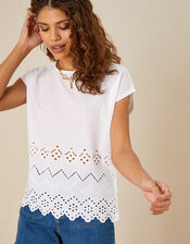 Cut-Out Detail Jersey T-Shirt in Sustainable Cotton, Ivory (IVORY), large