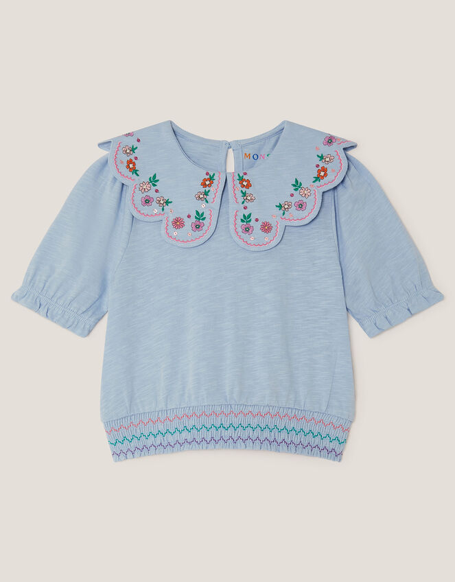 Embroidered Scallop Collar Top, Purple (LILAC), large