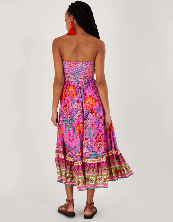 Bandeau Palm Print Dress, Pink (PINK), large