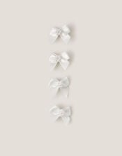 4-Pack Mini Pearl Bow Hair Clips, , large
