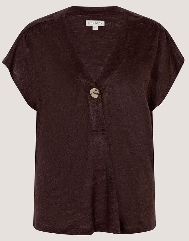 Lucy Linen T-Shirt, Brown (CHOCOLATE), large