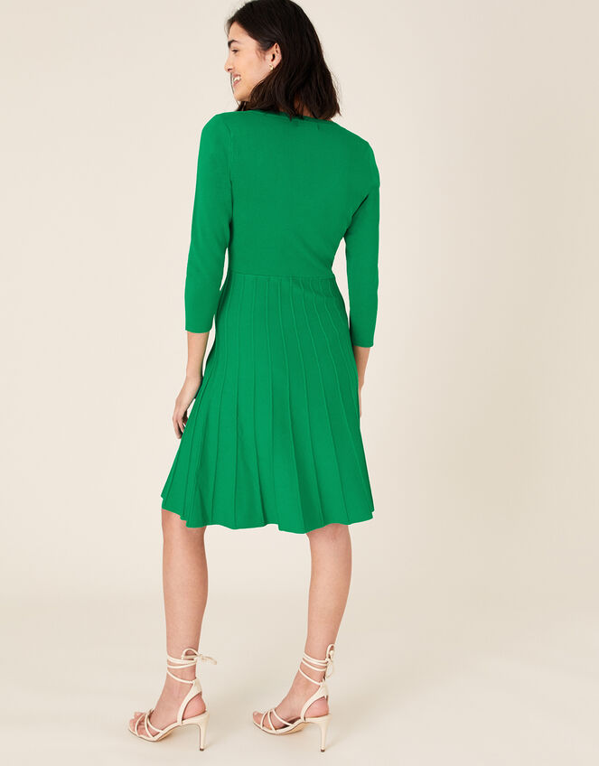 Scallop V-Neck Dress with Sustainable Viscose, Green (GREEN), large
