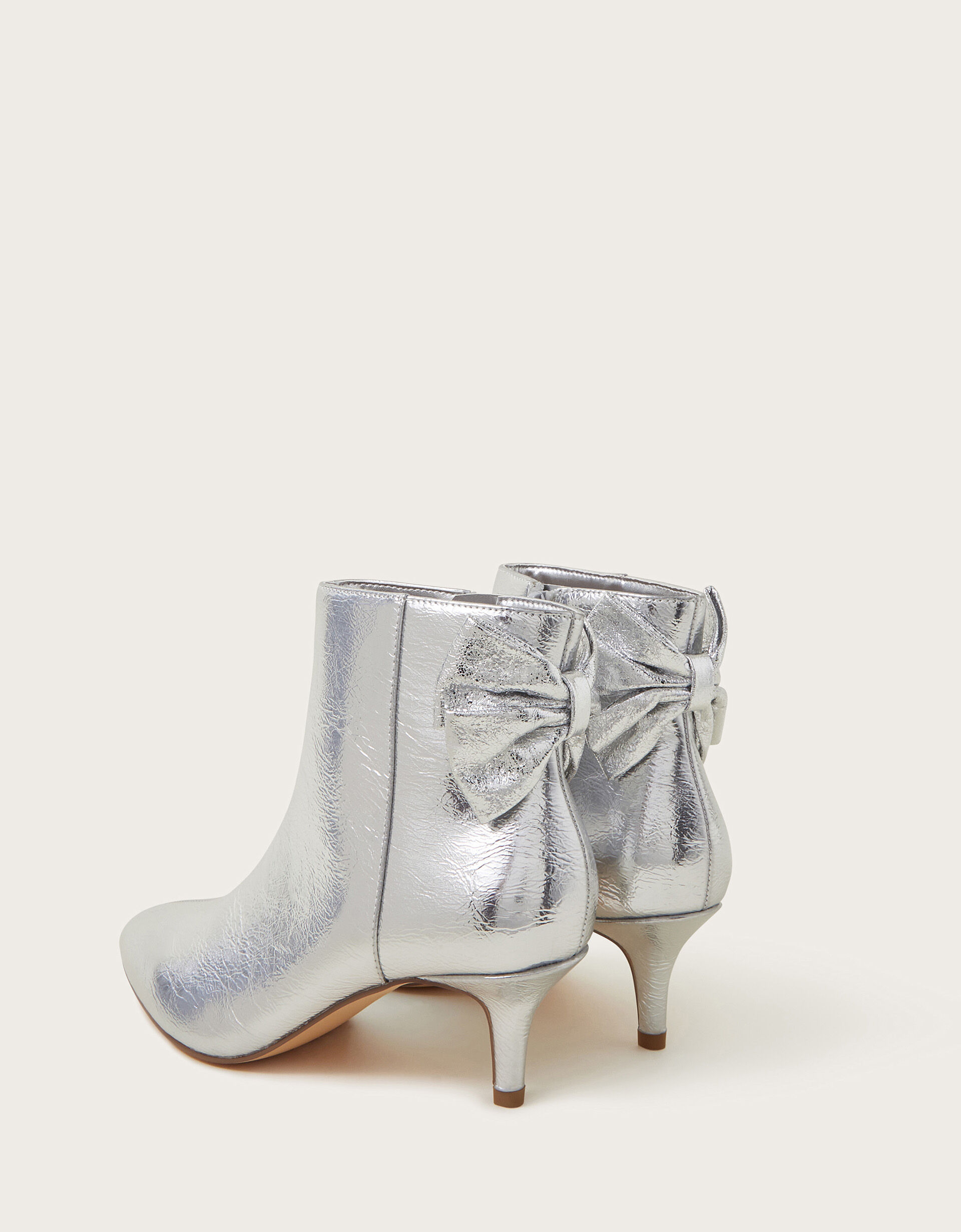 Silver kitten heel booties sales