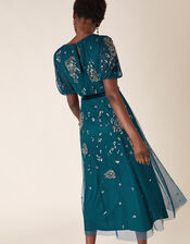 Roza Embellished Midi Dress, Teal (TEAL), large