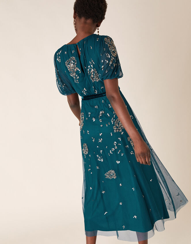 Roza Embellished Midi Dress, Teal (TEAL), large