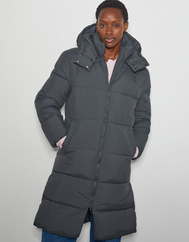 Lissy Long Hooded Puffer Coat, Grey (CHARCOAL), large