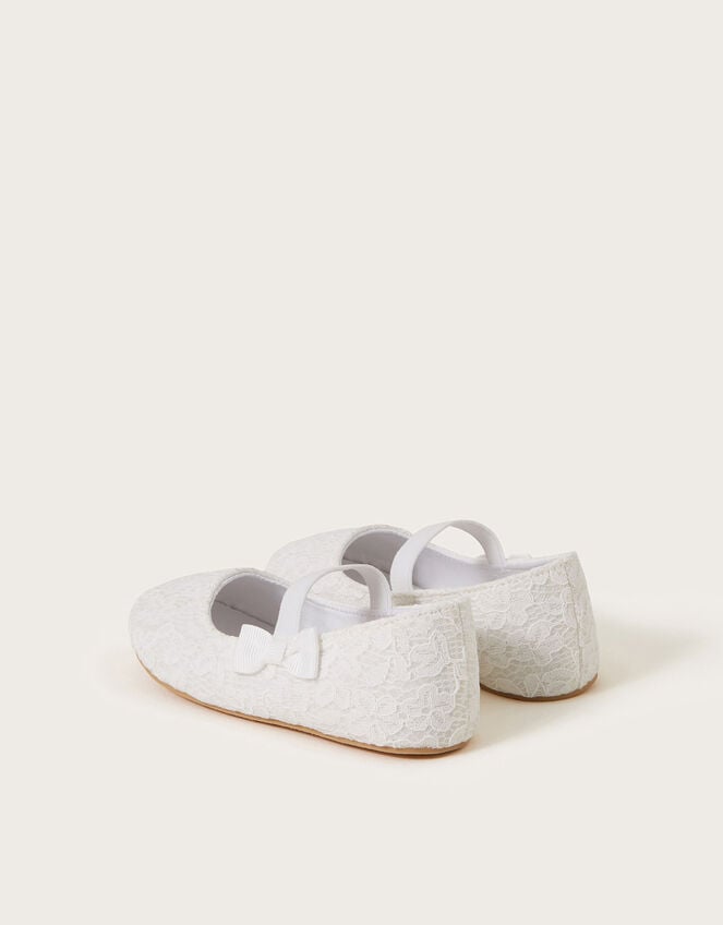 Baby Lace Bow Walker Shoes, Ivory (IVORY), large