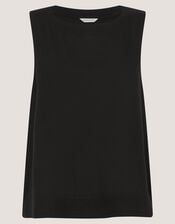 Lucy Linen Blend Tank Top, Black (BLACK), large