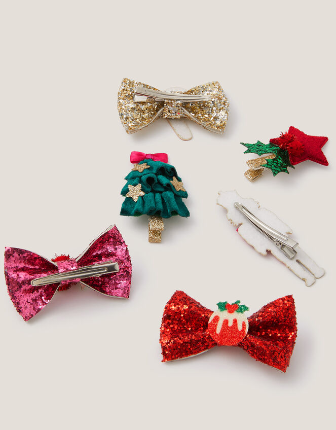 6-Pack Festive Hair Clips, , large