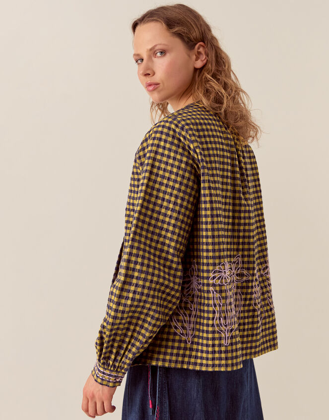 East Dilly Embroidered Gingham Print Blouse, Multi (MULTI), large